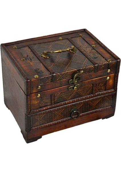 Ahşap Mücevher Kutusu Konteyneri Antik Mücevher Kutusu D (Yurt Dışından)