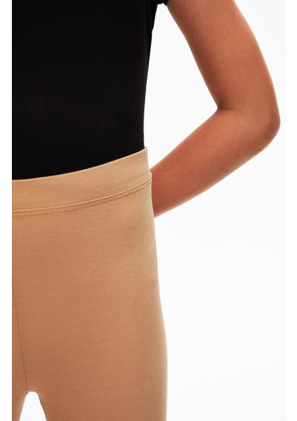 Sütlü Kahve Basic Kız Çocuk Yazlık Tayt modelleri