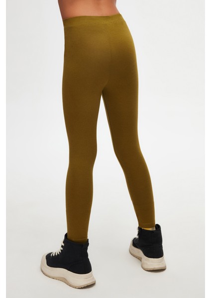 Zeytin Yeşili Basic Kız Çocuk Yazlık Tayt fırsatları