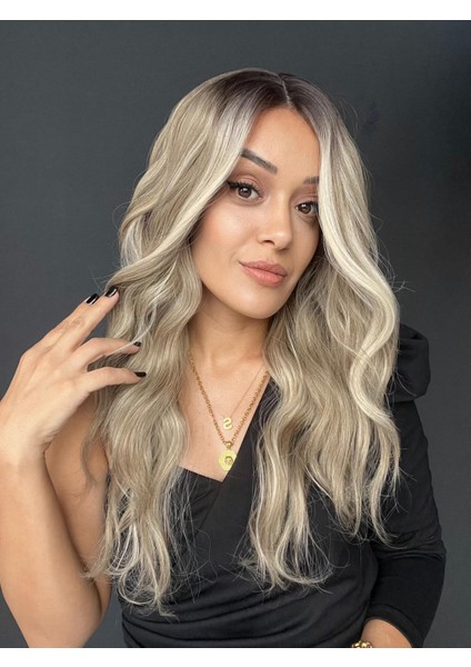 Sarı Işıltılı Ombreli Tül Peruk