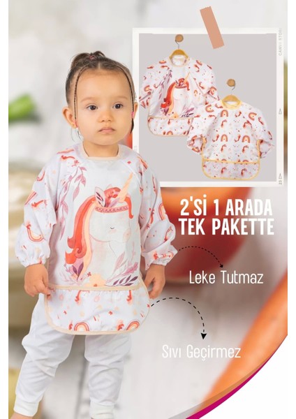 Bohem Horse Desenli 2'li Kombin Kollu Mama Önlüğü