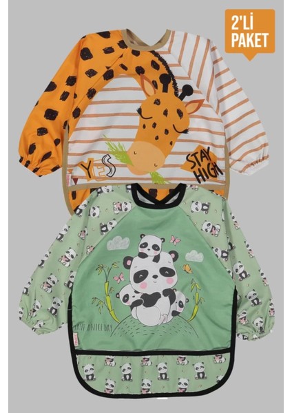 Giyilebilir Kollu Mama Önlüğü 0-2 Yaş (Zürafa- Panda)