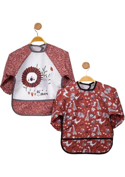 Safari Aslan Desenli 2'li Kombin Kollu Mama Önlüğü fırsatları