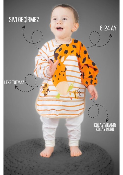 Safari Aslan Desenli 2'li Kombin Kollu Mama Önlüğü indirimleri