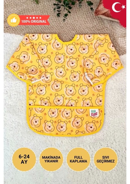 Bear Desenli Sıvı Geçirmez Unisex Aktivite ve Mama Önlüğü 6-24 Ay