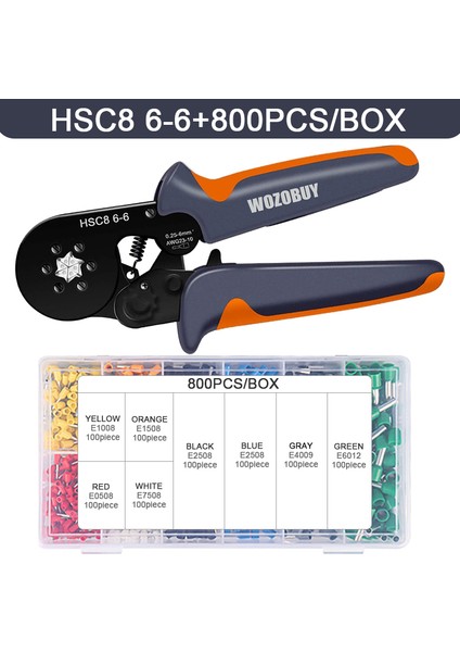 Hsc8 6-6 800PCS Stili Tüp Terminal Sıkma Araçları Mini Elektrikli Pense Hsc8 ² Yüksek Hassasiyetli Kelepçe Setleri (Yurt Dışından)