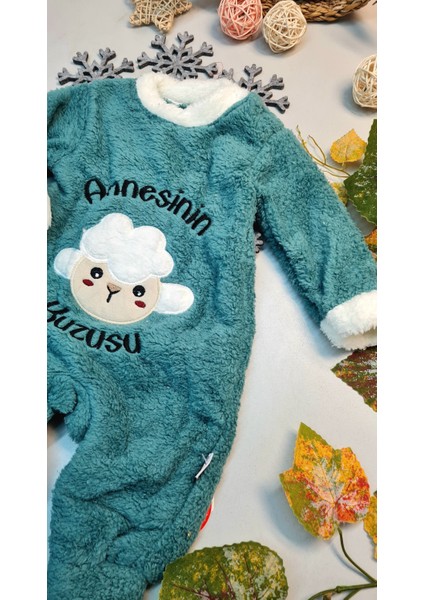 Kız Bebek Kuzu Desenli Welsoft Yeşil Tulum