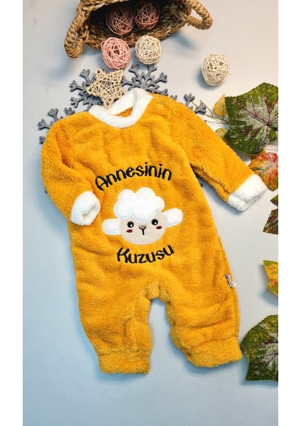 Kız Bebek Kuzu Desenli Welsoft Sarı Tulum