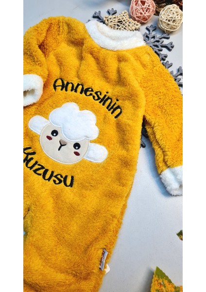 Kız Bebek Kuzu Desenli Welsoft Sarı Tulum