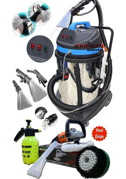 Wantoss 3 Motorlu Koltuk Yıkama Makinası Su Püskürtmeli 4200 W ve Koltuk Fırçalama Makinası