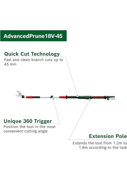 ADVANCEDPRUNE18V-45 Akülü Budama Makinesi (Akü Hariç)