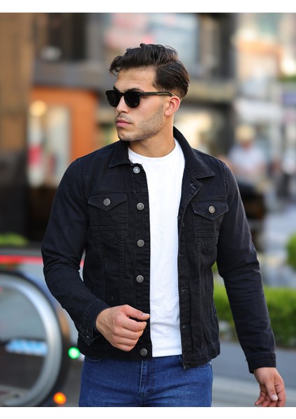 Erkek Slim Fit Denim Kot Ceket