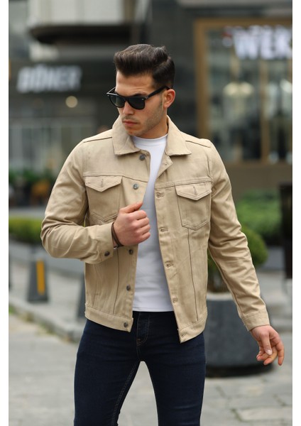 Erkek Slim Fit Denim Kot Ceket Pamuk Düz Desen fiyatları