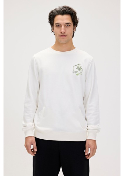 Runway Beyaz Erkek Baskılı Sweatshirt