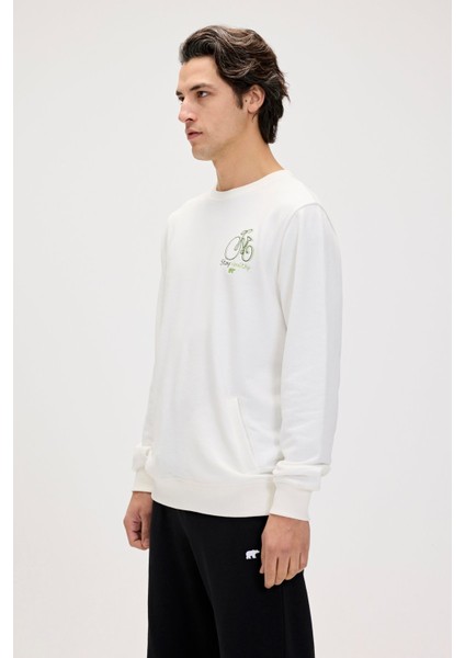 Runway Beyaz Erkek Baskılı Sweatshirt indirimleri