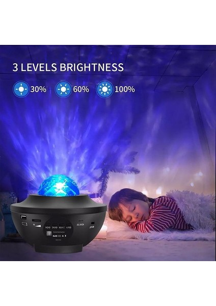 Ybltd Yıldız Projeksiyon Işığı Bluetooth Lazer Atmosfer Işığı USB Müzik Başucu Işığı LED Lazer Proje (Yurt Dışından)