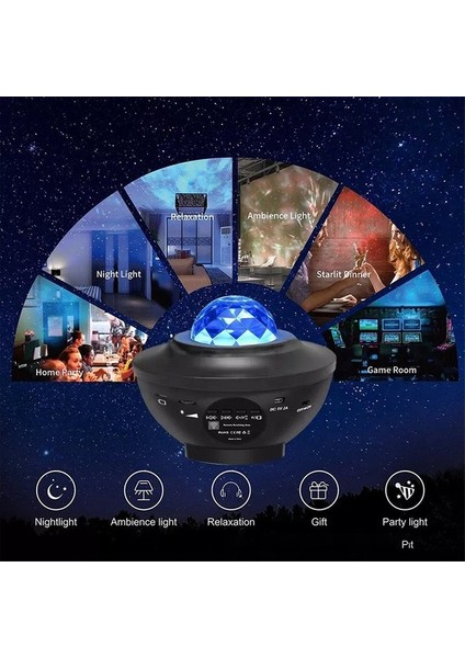 Ybltd Yıldız Projeksiyon Işığı Bluetooth Lazer Atmosfer Işığı USB Müzik Başucu Işığı LED Lazer Proje (Yurt Dışından)