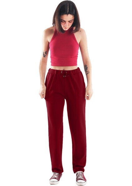 Bordo Kadın Eşofman Altı (Büyük Beden Seçeneğiyle)