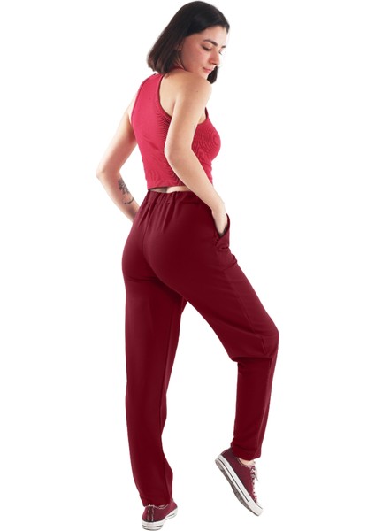 Bordo Kadın Eşofman Altı (Büyük Beden Seçeneğiyle) modelleri