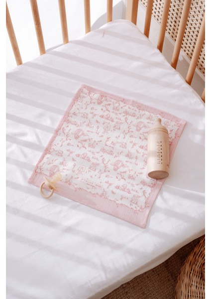 Müslin Bebek Örtüsü ve 3’lü Ağız Bezi Seti - Toile De Jouy / Pembe