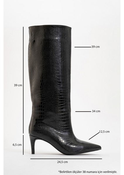 Camila Siyah Baskı Kadın Topuklu Çizme fırsatları