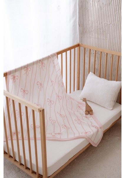 Müslin Bebek Örtüsü ve 3’lü Ağız Bezi Seti - Kurdele / Pembe fiyatları