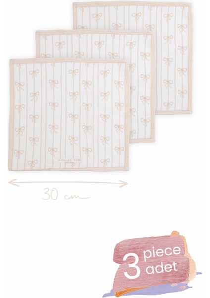 3'lü Ağız Bezi Seti - Kurdele / Bej