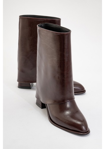 Ellas Bordo Cilt Kadın Kalın Topuklu Bot