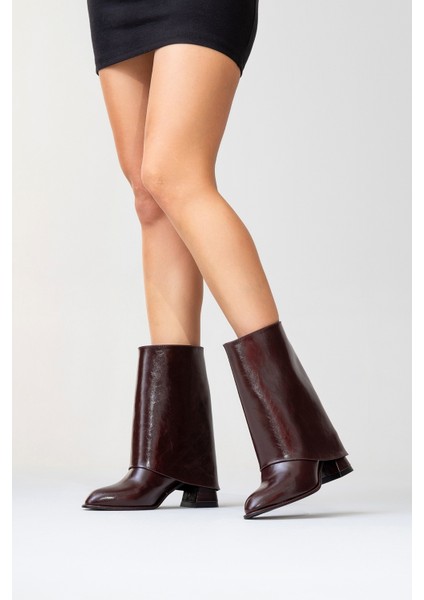 Ellas Bordo Cilt Kadın Kalın Topuklu Bot indirimleri