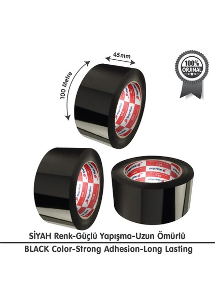 Koli Bandı Renkli (6ADET) Siyah Nuga 45mmx100Metre fiyatları