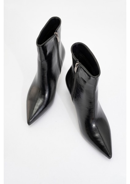 Noya Siyah Cilt Sivri Burun Kadın Ince Topuklu Bot fiyatları