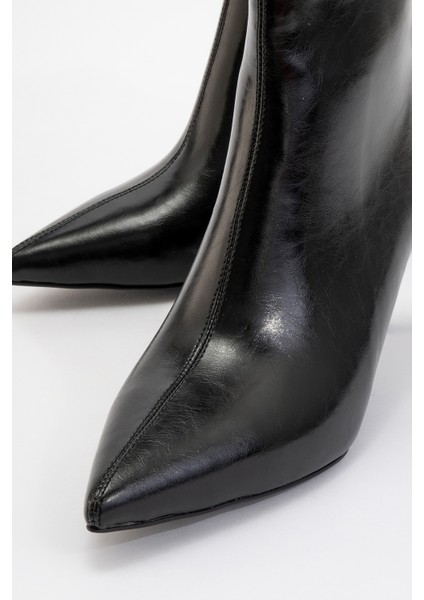 Noya Siyah Cilt Sivri Burun Kadın Ince Topuklu Bot modelleri