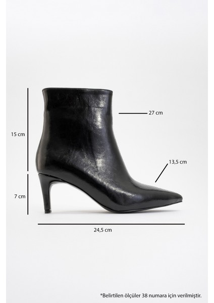 Noya Siyah Cilt Sivri Burun Kadın Ince Topuklu Bot fırsatları
