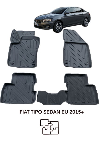 NewDeco Fiat Tipo Sedan Eu 2015 ve Sonrası Için 5,5d Carbon Style Havuzlu Paspas - Tpe Malzeme