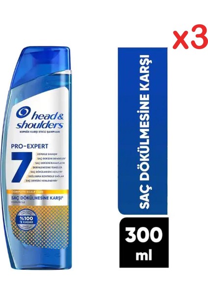 Pro-Expert 7 Kafein ile Sac Dökülmesine Karşı Şampuan 300 ml 3 Adet