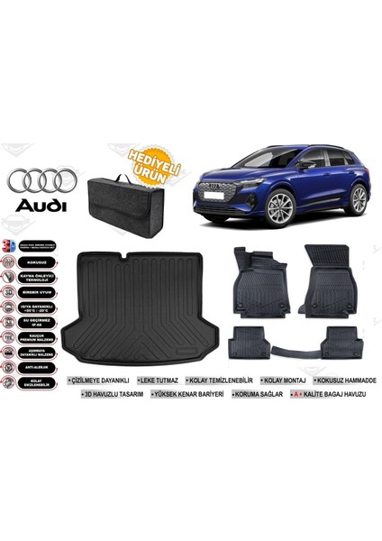 Audi Q4 E-Tron 2024 Model Bagaj Havuzu+Paspas Seti Profesyonel Serisi Hediyeli