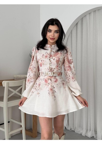 Heydi Kemerli Çiçek Desen Tasarım Mini Elbise indirimleri