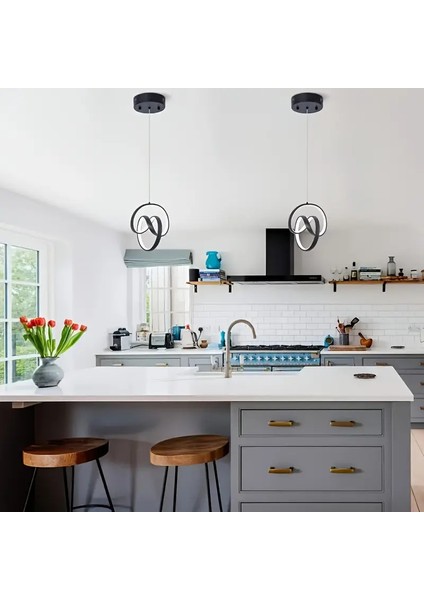Emily Siyah Modern Sarkıt LED Avize Beyaz Işık Salon Mutfak Oda Hol Ledli Avize fırsatları