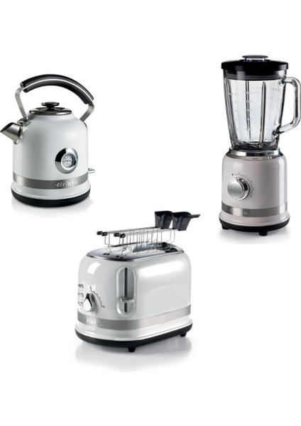 Moderna Kahvaltı Seti Su Isıtıcı Kettle + Smoothie Cam Blender + Ekmek Kızartma Makinesi Seti Beyaz