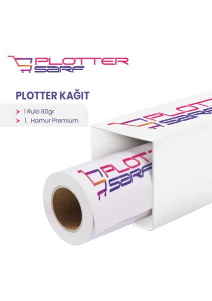 PlotterSarf® 1.Hamur Premium Opak 80 gr Plotter Çizim Kağıdı 91.4cm x 100mt 1 Rulo