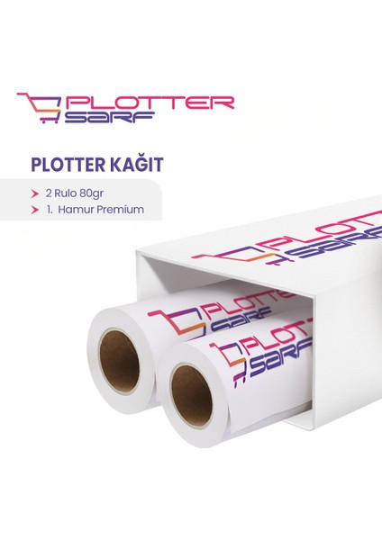 PlotterSarf® 1.Hamur Premium Opak 80 gr Plotter Çizim Kağıdı 91.4cm x 130mt 2 Rulo