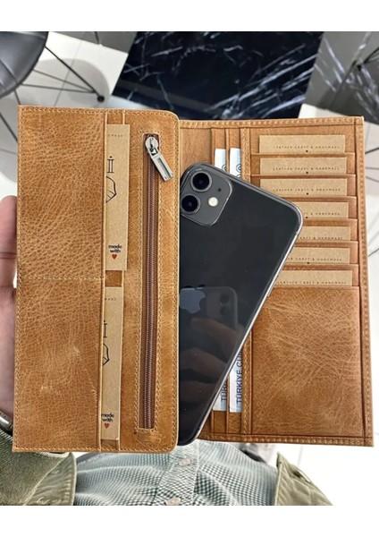 Hakki Deri Telefon Bölmeli Çok Bölmeli Cüzdan 2013