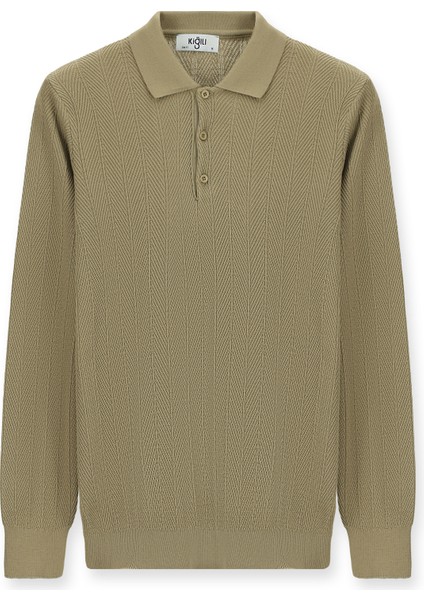 Polo Yaka Slim Fit Dar Kesim Desenli Pamuklu Triko Kazak indirimleri