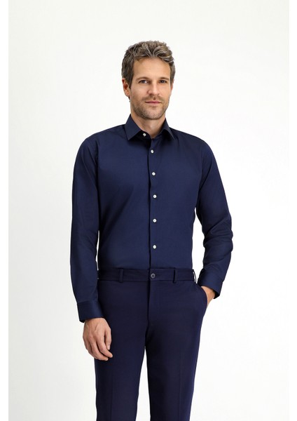 Uzun Kol Slim Fit Dar Kesim Klasik Pamuk Gömlek