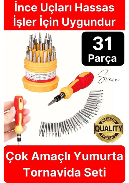 Premium 31 Parça Yumurta Tornavida Bits Uç Seti Telefon Tamir Saat Elektronik Farklı Metal Başlık