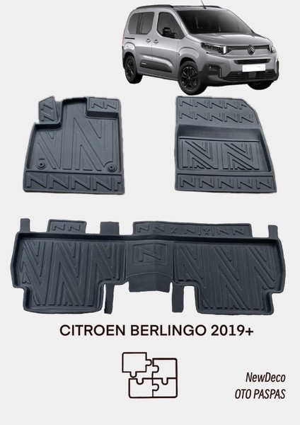 NewDeco Citroen Berli̇ngo 2019+ Için 5,5d Carbon Style Havuzlu Paspas - Tpe Malzeme