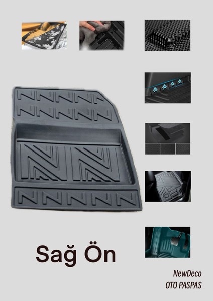 NewDeco Citroen Berli̇ngo 2019+ Için 5,5d Carbon Style Havuzlu Paspas - Tpe Malzeme