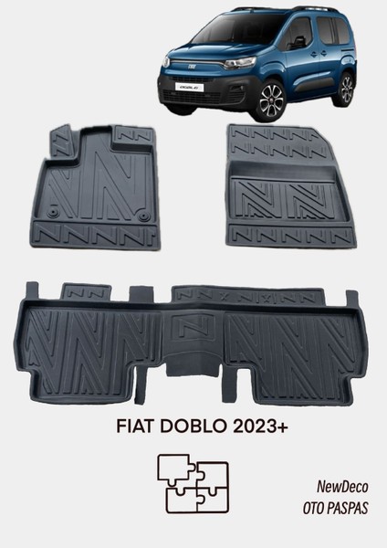 NewDeco Fiat Doblo 2023 ve Sonrası Için 5,5d Carbon Style Havuzlu Paspas - Tpe Malzeme