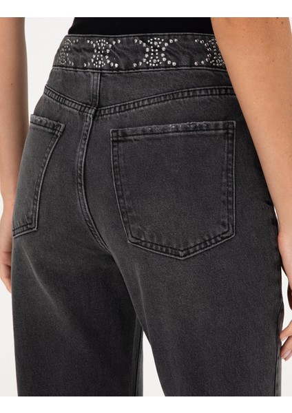 Kadın Antrasit Straight Fit Jean Pantolon 50291373-Vr006