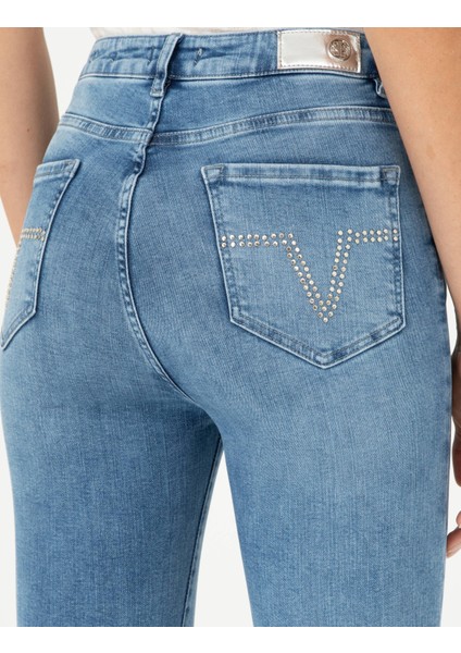 Kadın Mavi Skinny Fit Jean Pantolon 50293308-VR036